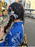 編みおろしツイン/浴衣ヘア