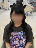 髪の毛リボンハーフツイン