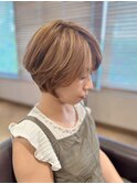 大人ショートボブ/ハイライト/デザインカラー