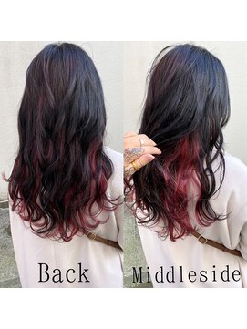 エクステ専門店あるじゃんすー 柏店 ブラック×チェリーピンク#シールエクステ#大人かわいい#柏