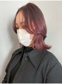 ロブチェリーピンク_アースカラーくびれヘアツートン_ba377411