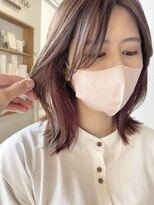 リンネテラス(Lin'ne terrace)&nbsp;インナーカラー×ベイビーピンク＊外ハネロブ/センター分けボブ