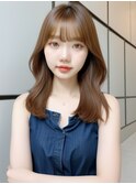 2wayバング 韓国前髪 シースルー ミディアム くびれ#