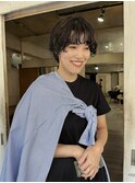暗髪パーマ