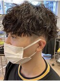 ツイストスパイラルパーマメンズパーママッシュウルフフェード