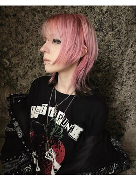 ハコ プラス(HACO+) ウルフ　ピンクカラー　レイヤーカット　デザインカラー