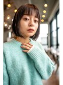大人かわいい前髪セシルカットココアブラウンフリンジウェーブ