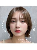 グレーベージュ/ボブパーマ/ぱっつん前髪/ニュアンスカラー