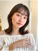 セミディくびれヘアミディアムレイヤーシアーカラーワンカール