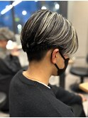 ハイライトセンターパートメッシュダブルカラーツーブロック