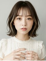 アージュ 久留米ゆめタウン店&nbsp;ミディアムボブ ブリーチ インナーカラー ベージュ