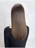 グレージュ美髪おくれ毛韓国ヘア前髪カットロング_ba550441