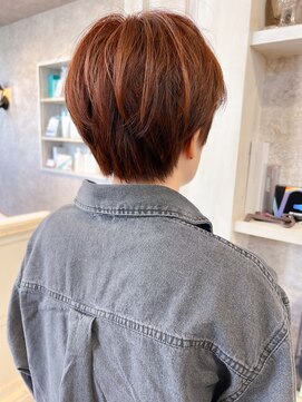 キャアリー(Caary) 福山市美容室Caaryショートカット秋オレンジブラウンショート
