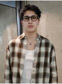 men's/ダウンバング/ショートセンターパート/ニュアンスパーマ