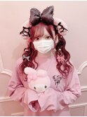 ピューロ前にマイメロカチューシャツインテールハートを添えて