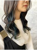 ロング×インナーカラー★エメラルド★ターコイズ