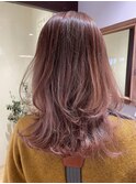 リラクシーミディアムロング×ハイライトダブルカラー