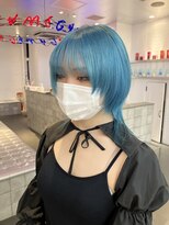 ブリーチダブルカラーボルドーカラー感覚デザイン