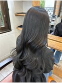 髪質改善酸熱トリートメント 黒髪ゆるまきスタイル