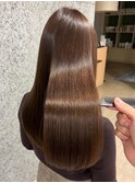 サラツヤロングベージュカラーブリーチしない透明感カラー