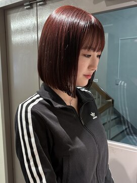 メク(meku) ブリーチなしボルドーカラー/関内美容室