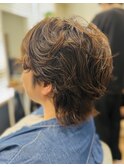 ショートウルフ×パーマ