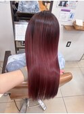 ・ミディアムヘアワインピンク×髪質改善トリートメント