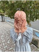 ハーフアップに編み下ろしアレンジ♪