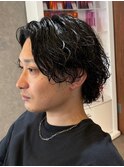 無造作波巻きスパイラルパーマのセンターパート!