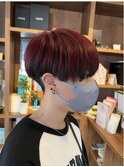 刈り上げマッシュショート/ワインレッド/ダークレッド