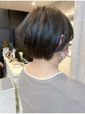 福山人気イルミナカラーダークグレージュ大人丸みショート骨格美