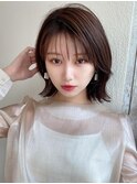 ボブシースルーぱっつん前髪おくれ毛ロブミディアムロング