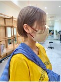 Say.ショートボブホワイトグレージュ地毛風ストレートミニボブ