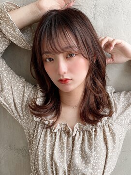 アフロート エル 大阪(AFLOAT L) 20代シースルーぱっつん前髪で結んでかわいいフェイスレイヤー