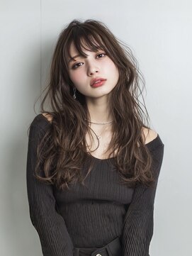 ロングレイヤー×ウェーブ巻き×ショコラブラウン