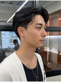 テーパーフェードニュアンスパーマ刈り上げセンターパートメンズ