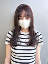 エアーアオヤマ(air-AOYAMA) 暗髪パープルグレーベージュ/レイヤーロング/前髪カット