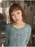 ボブ顔まわりカットオレンジカラーピンクカラー中区袋町