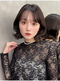 黒髪ボブルフネビージュ小顔ワンレン