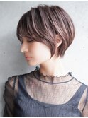 大人可愛い20代30代40代黒髪前下がりひし形小顔ボブ丸みショート