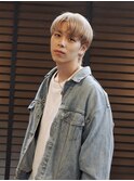 Men’sツーブロックマッシュウルフブリーチベージュカラー
