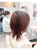【白髪ぼかし】×【ピンクブラウン】↓似合わせカット