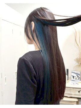 ロッカ(ROCCA) ダークブルーネイビーインナー×艶髪ロング