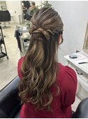 ヘアセット　ハーフアップ　巻き髪　ヘアアレンジ　博多美容室