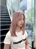 ニュアンスピンク 顔まわりカット 福岡天神