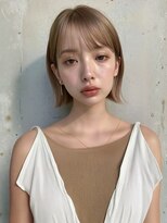 ヴェイン 渋谷(vain)&nbsp;ハイトーンベージュ ブリーチダブルカラー 顔周りカット 艶髪