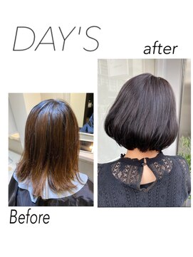 デイズ ヘアー デザイン(DAY'S hair design) タンバルモリボブ・【厚めバング】【西田辺】デザインカラー