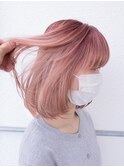 重めボブ【ピンクモーブ】