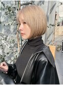 NUDEピンクブロンド10代20代30代40代レトロガーリー前下がりボブ