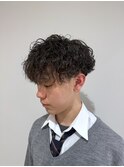 波巻きパーマ/メンズカット/メンズパーマ/センターパート